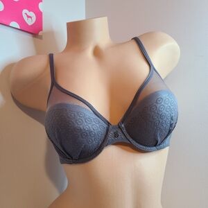 Y2K Victoria's Secret Fabulous Lined Demi Bra Size 32C Gray Mesh